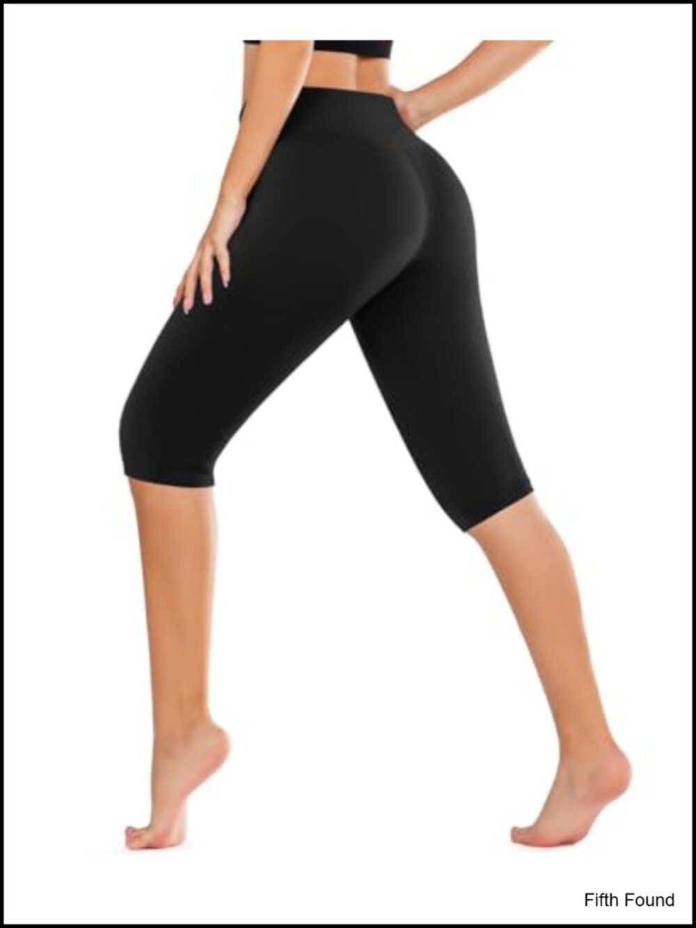 High Waisted Knee Length Leggings Tummy Control Yoga Capri